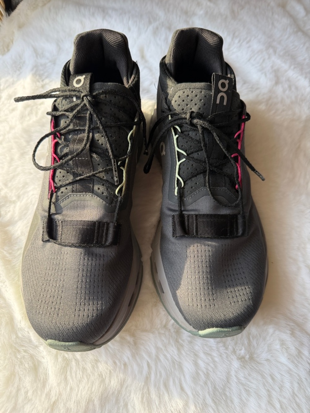 On Running Women’s Cloudnova Sneakers in Black with Pink & Lime Accents